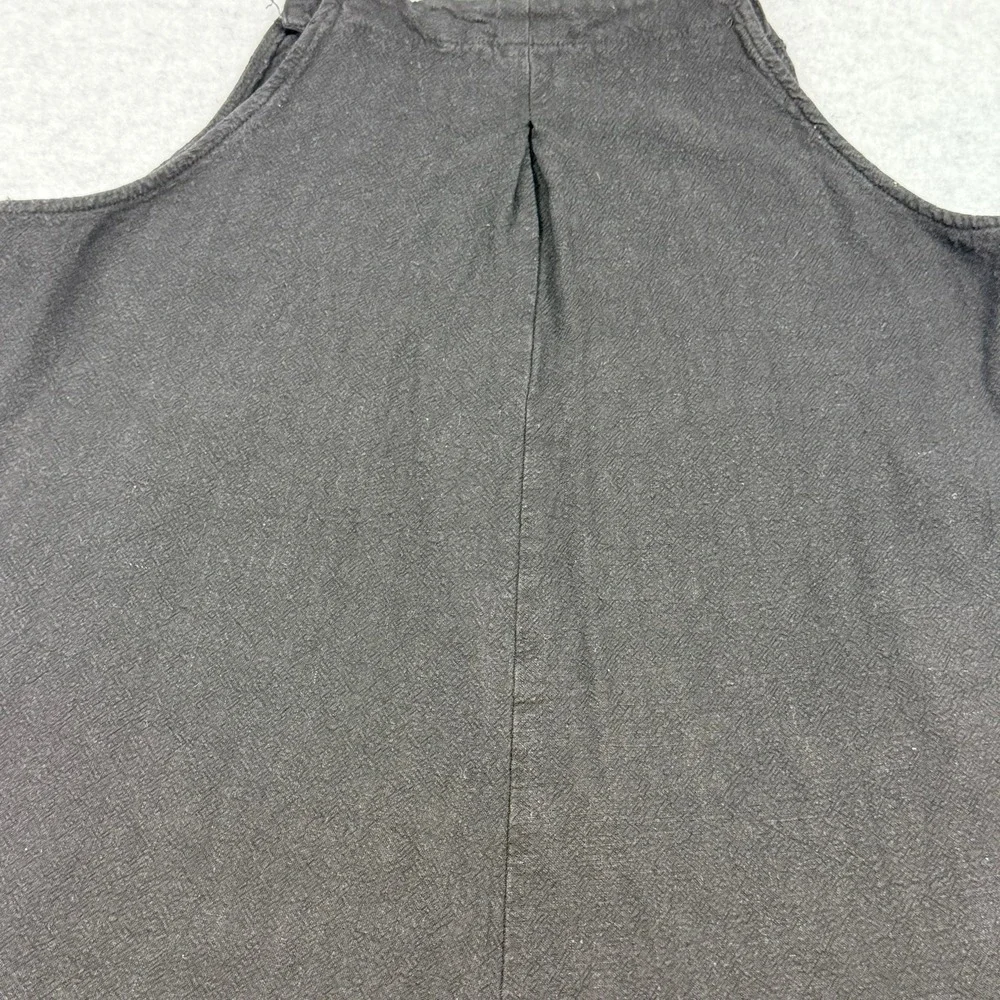 Anrabess Womens Large Black Linen Blend Short Overalls Adjustable Romper Pockets
